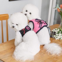 리얼펫 항균 레드라이트 조끼 야간 산책용 불빛 LED 강아지 하네스, PINK