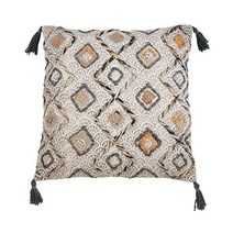 SARO LIFESTYLE 로렌 컬렉션 블록 프린트 자수 폴리 필링 모서리 술 베개 22