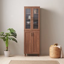소티디자인 라떼 키큰 4문 주방 수납장 그릇장 - 월넛, 단품
