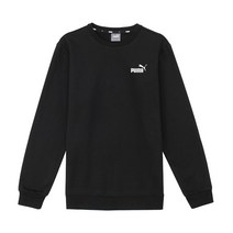 푸마 에센셜 스몰로고 크루 기모 긴팔티 블랙 남자 플리스 맨투맨 긴팔 티셔츠 586682-01