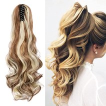 Cybelleza 포니테일 익스텐션 롱 컬리 웨이브 클로 클립 포니테일 익스텐션 45.7cm(18인치) 포니 테일 클립 헤어 익스텐션 포니테일 합성 헤어피스 여성용 골든 브라운, Curly 12 Inch, Light Auburn