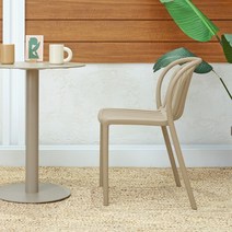 야외의자 플라스틱 카페 UV코팅 리안체어, 팔걸이O, 베이지