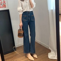 콘데님 키작녀쇼핑몰 팬츠 데일리룩 키작진 블루 bootcut 청바지 가을 새로운 하이