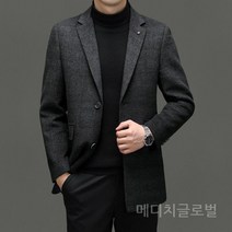 남성 울 모직 블레이저 자켓 코트 싱글 버튼 반코트 중년 40대 50대 아빠 선물
