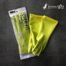 홈에디션명진 오버핏 고무장갑 5켤레 (소/중/대) 4종 색상 통이 큰 장갑, 엘로우그린 5P (S)