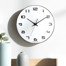 HC 컨벡스 라운드 슬림 무소음 거실 사무실 인테리어 벽걸이 시계 290 x 50 mm, 화이트