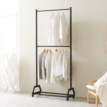 티미 2단 철제 옷걸이 시스템 드레스룸행거, 블랙