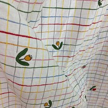 앤패브릭 린넨원단 워싱린넨 체크 튤립 린넨 패브릭 원단 2color, 아이보리
