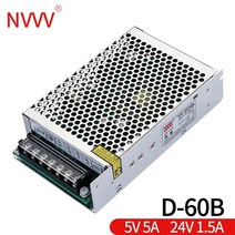 직류 전원장치 DC 파워 서플라이 nvvv 60w 이중 출력 스위칭 전원 공급 장치 5v 12v 5v 24v 12v 24v 전원 공급 장치 변압기 ac 변환기 d-60a 1세트, 5v5a 24v1.5a