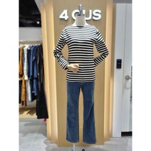 [4CUS]포커스 (FW1K7TS0310) 입술 넥 스트라이프 티셔츠