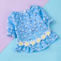 데이지 드레스 애완 동물 옷 개 고양이 여름 꽃 공주 포메 라니아 Bichon 테디 작은 얇은 치마 용품, 01 파란_02 S