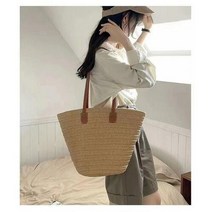 셀러허브_여성 준 여름 왕골 바스켓 토트 숄더백