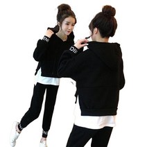 봄 가을 여성 후드 맨투맨 조거팬츠 상하의 세트 투피스 여성 빅사이즈 트레이닝복 세트 S~5XL