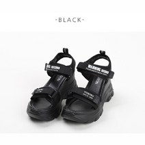 코지 힙한 레터링 찍찍이 키높이 7cm 통굽 샌들