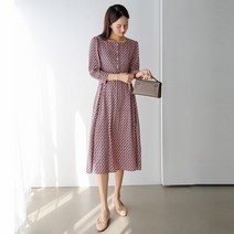 프롬코 여성 기하학 스퀘어넥 롱 원피스 [자체제작 FRC49]