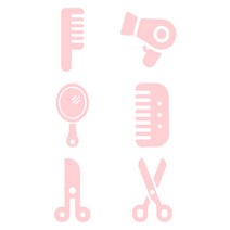 오피스왕국 헤어샵 가위 빗 거울 드라이기 그래픽 스티커 미용실 hair1, 핑크