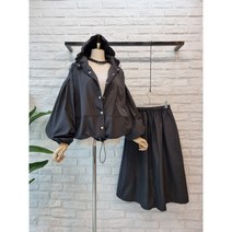 [반다리] 바스락 바람막이점퍼 +미디스커트 세트