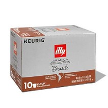 illy Coffee 부드럽고 균형 잡힌 Classico 미디엄 로스트 100% 아라비카 커 제조 방부제 없음 큐리그 커피 머신용 포드 K 비타민Cup 32개 1팩, 브라질 싱글 오리진 볼드 로스트_10개(1팩)