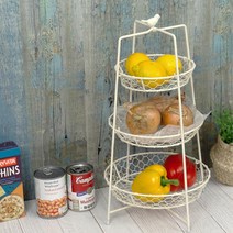 ３단 주방용 빈티지 과일 간식 트레이 네트망바구니 철제바스켓 과자, 블랙