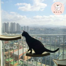 고양이 해먹 윈도우 창문 원목 캣타워 붙이는 스크래쳐 침대 쇼파 스크래치 가구 해리스힐, 그레이팰트(M사이즈)