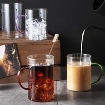 쉬이즈홈 컬러핸들 내열유리 머그컵 460ml 560ml, 블루560ml