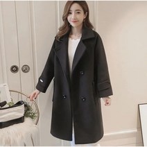 Momolatti 여성용 미디엄 롱 루즈핏 모직 코트