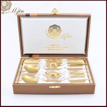 H.jin 집들이선물추천 백수백복골드티타늄수저세트골드 (A스타일) 신혼부부 결혼식 돌답례품 홈스테이 외국인 한국전통