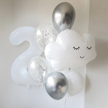 브라이덜샤워풍선 칠순 생일축하 기념일 졸업 헬륨가스 꽃풍선 흰색 웃는 구름 호일 풍선 30 인치 헬륨 번, 06 number 2