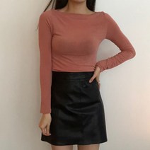 라니네 / 얇은 입술넥 스판 티셔츠 (6COLOR)