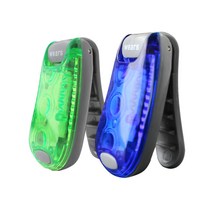 [웨어스] LED 야간안전등 (2개입) 자전거후미등 경광등 강아지led 다용도led라이트 클립형 벨크로밴드 포함, 파랑-녹색