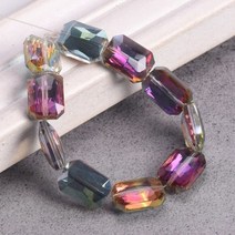 직사각형 면 크리스탈 유리 프리즘 느슨한 공예 비즈 쥬얼리 제작 DIY 커튼 12x9mm 14x10mm 18x13mm 10 개, 로즈 그린, 협력사