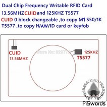 전자키 복사기 스티커 듀얼 칩 NFC RFID 13.56Mhz 1K UID 및 T5577 125 kHz 빈 카드 읽기 가능 쓰기 다시, 02 CUID5577