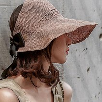 리본 버킷햇 시원한 밀짚 여름 비치 바캉스 모자 챙모자