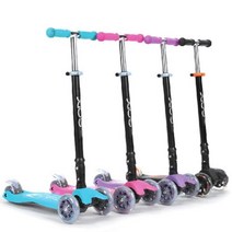 8세 여아 선물용 안전한 LED 4바퀴 폴딩 스쿠터 핑크 킥보드 아이용