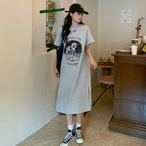 여름 미디치마 카색 빅사이즈 티원피스 여성의류 2022 홍콩무드 클래식 CHIC 와이드 루즈핏 캐쥬얼 롱 4808443698
