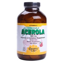 컨트리라이프 츄어블 아세로라 비타민 C 500mg 웨이퍼 글루텐 프리 180개입 1개