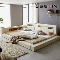 올리버 오픈 패밀리침대+본넬매트리스SS+SS, 아이보리