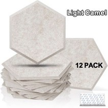 어쿠스틱 패널 홈 방음 벽 데코 문짝 흡수 재료 스튜디오 소음 P 12 개, Light Camel, 10mm Super Density, Large hexagon