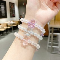 예쁜 비즈 머리 헤어 줄 끈 3P 묶기 고무 긴 올림 215408EA * HONI
