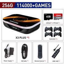 옛날게임기 초등학생 게임 KINHANK x3 Plus 레트로 비디오 게임 콘솔 PSP/PS1/SS/N64/DC 용 117000 클래식, 06 X3 PLUS-256G-706-4_04 UK