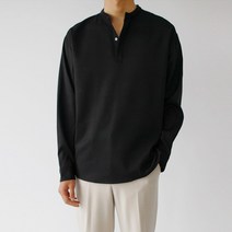 미니멀 헨리넥 루즈 셔츠