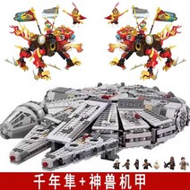 스타워즈 밀레니엄 팔콘 호환 레고 스페이스 엠파이어 우주선 로봇 모델 조립 빌딩 블록, 로즈레드