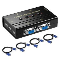 Rybozen VGA KVM 스위치 4 포트 USB VGA KVM 스위치 박스 4 PC 공유용 모니터 1 개 USB 장치 3개 무선 키보드 마우스 스캐너 프린터 2-in-1 USB