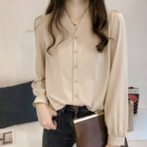 어깨뽕 브이넥남방 여성블라우스 셔츠 캐주얼남방 정장셔츠