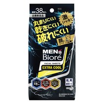 비오레 남자 세안시트 얼굴 티슈 엑스트라 쿨 얼굴 땀 제거 운동 후 땀냄새 제거 상쾌한 비누향 38장, 8개