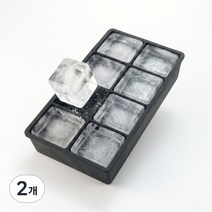 혼술반려 8구 실리콘 사각 왕얼음틀 하이볼 온더락 얼음트레이, 2개, 블랙 상품 사진