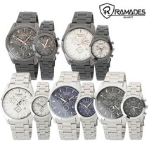 라마데스 매니스 남성용 여성용 아날로그 커플 메탈 시계 가죽 시계 RM780