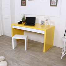 리치웰 서랍멀티책상 1000, 옐로우 + 화이트