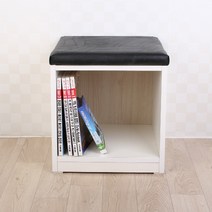 소나무공방 공간수납의자, 01.공간수납의자(40cm)-흰색+블랙방석