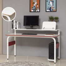 누마 알파플러스 선반형 책상 1500x600x740mm, 화이트 + 오크엣지